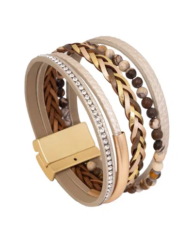 Saachi Leather Bracelet In Gold