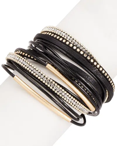Saachi Leather Flaunt Bracelet In Black