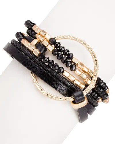 Saachi Leather Go With The Flow Bracelet In Black