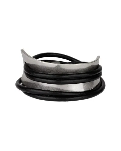 Saachi Leather Wrap Bracelet In Black