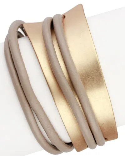 Saachi Leather Wrap Bracelet In Gold