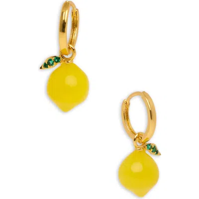 Saachi Lemon Charm Huggie Earrings In Yellow