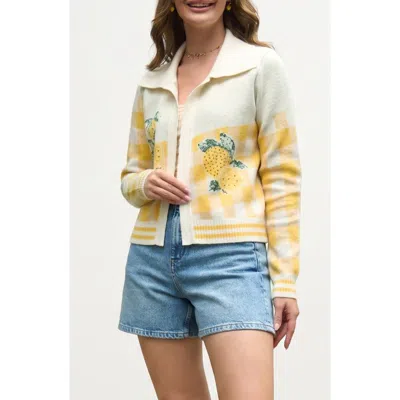 Saachi Lemon Picnic Cardigan In Multi