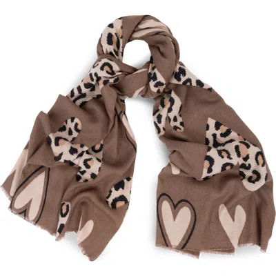 Saachi Leopard Heart Scarf In Brown
