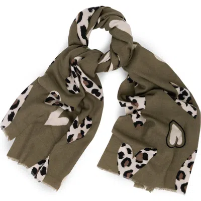 Saachi Leopard Heart Scarf In Green