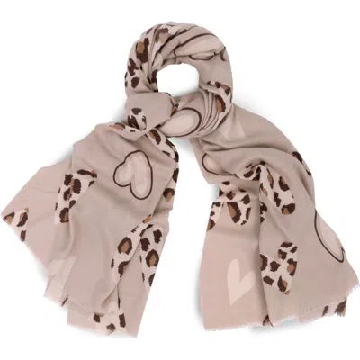 Saachi Leopard Heart Scarf In Khaki