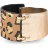 Saachi Leopard Print Genuine Calf Hair Cuff Bracelet In Brown