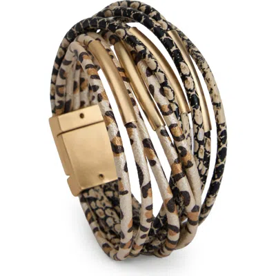 Saachi Leopard Print Layered Cord Bracelet In Multi