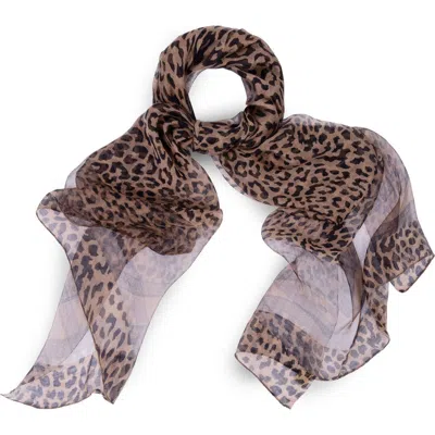 Saachi Leopard Print Silk Scarf In Brown