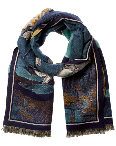 Saachi Lily Bold Reversible Scarf In Blue