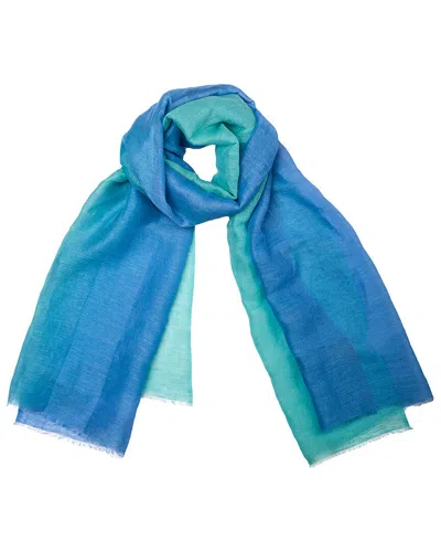 Saachi Linen Ombre Scarf In Blue