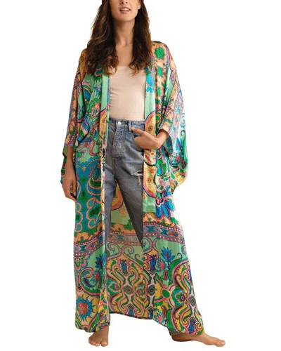 Saachi Margo Multi Paisley Print Kimono In Green