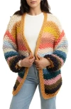 Saachi Mayflower Multicolor Cardigan In Black