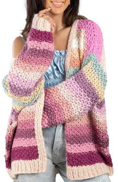 Saachi Mayflower Multicolor Cardigan In Pink Multi
