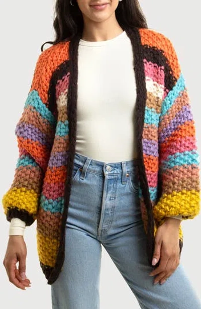 Saachi Mayflower Stripe Crochet Cardigan In Multi