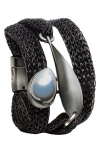 Saachi Mesh Twisted Plate Bracelet In Silver/black