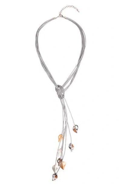 Saachi Metallic Leaf Pendant Necklace In Gray