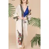 Saachi Midnight Floral Garden Ruana In White