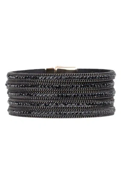 Saachi Midnight Suede Beaded Bracelet In Black