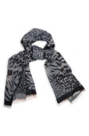 Saachi Mixed Animal Print Scarf In Black