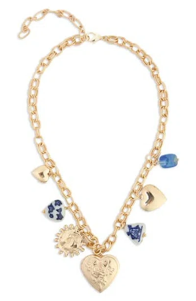 Saachi Mixed Charm Shaker Necklace In Gold