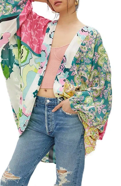 Saachi Mixed Pattern Jacket In Pink