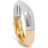 Saachi Modern Twist Two-tone Bangle Bracelet In Gold