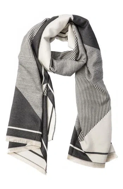 Saachi Mosaic Reversible Scarf In Black/grey/cream