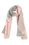 Saachi Mosaic Reversible Scarf In Blush/grey