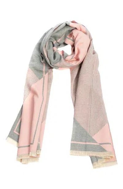 Saachi Mosaic Reversible Scarf In Blush/grey