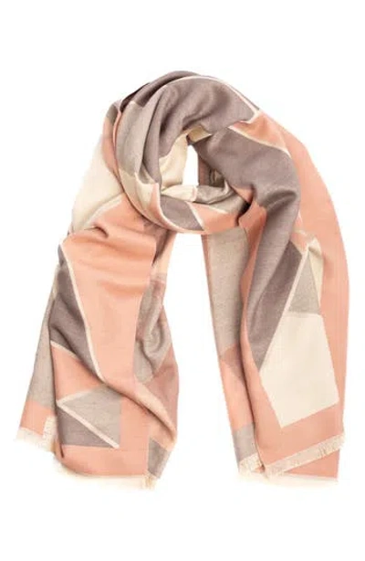 Saachi Mosaic Reversible Scarf In Pink/beige/cream