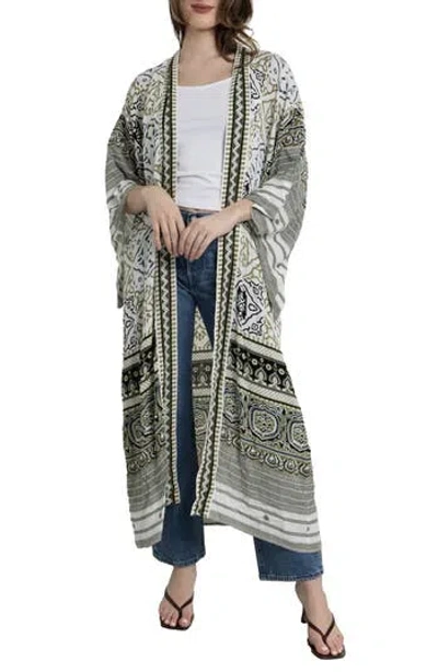 Saachi Mosaic Tile Print Cover-up Kaftan In Gray