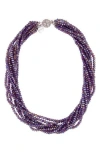 Saachi Multi Strand Bead Necklace In Purple