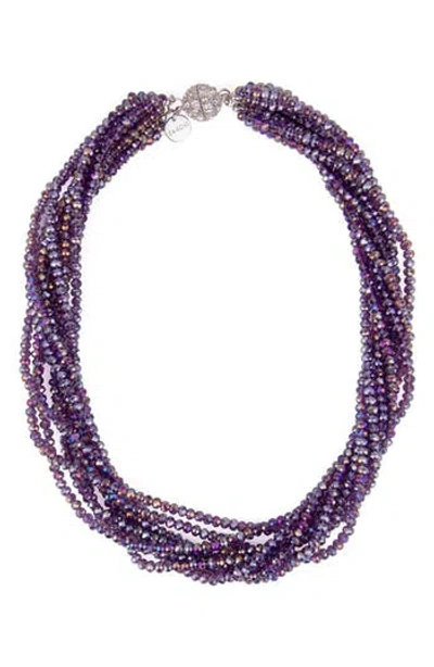 Saachi Multi Strand Bead Necklace In Purple