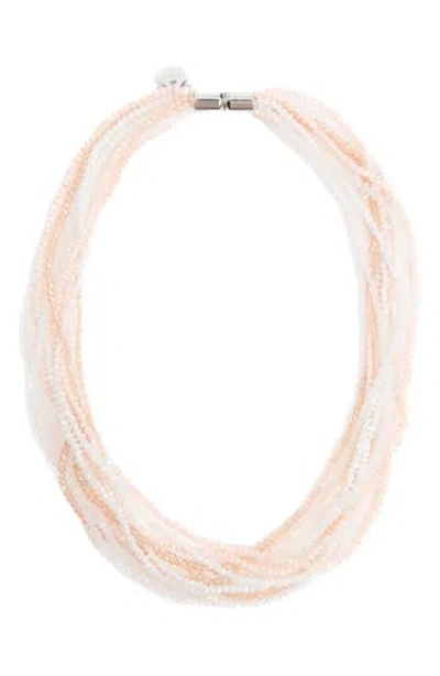 Saachi Multi Strand Beaded Necklace In Pink