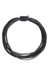 Saachi Multi Strand Faux Leather Cord Necklace In Black Multi