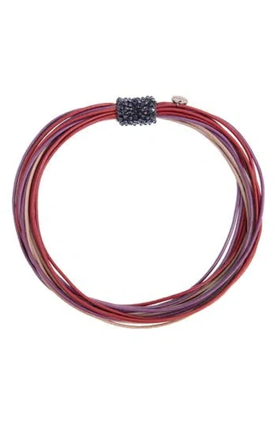 Saachi Multi Strand Faux Leather Cord Necklace In Red