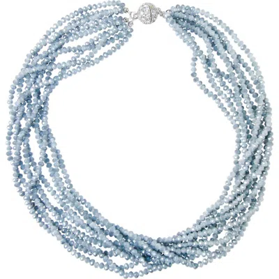 Saachi Multi-strand Crystal Necklace In Aqua Blue