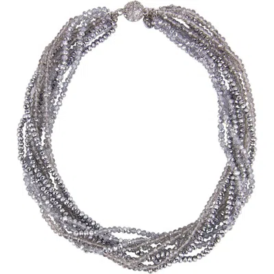 Saachi Multi-strand Crystal Necklace In Grey