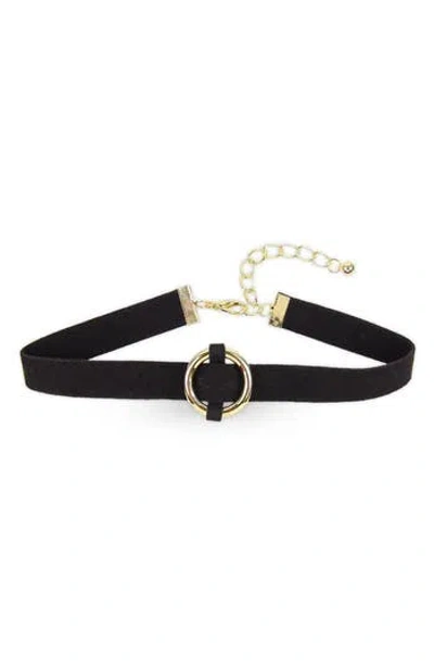 Saachi O-ring Leather Choker Necklace In Black