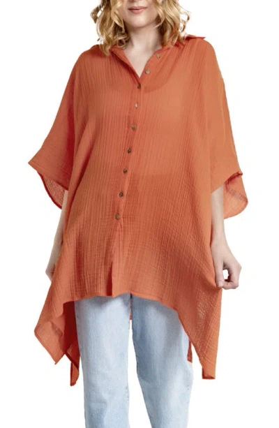 Saachi Oversize Cover-up Shirt In Brown