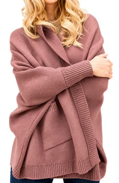 Saachi Oversize Ribbed Knit Cardigan In Pink