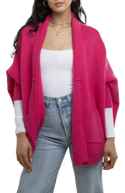 Saachi Oversize Ribbed Knit Cardigan In Fuschia