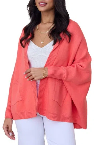Saachi Oversize Ribbed Knit Cardigan In Light Orange