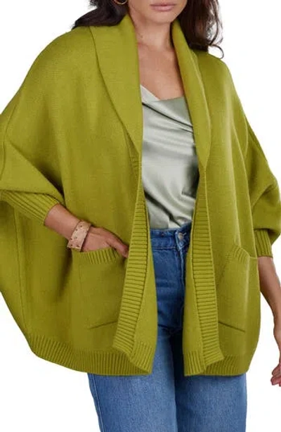 Saachi Oversize Ribbed Knit Cardigan In Lime Green