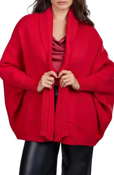 Saachi Oversize Ribbed Knit Cardigan In Red