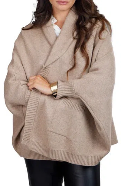 Saachi Oversize Ribbed Knit Cardigan In Taupe