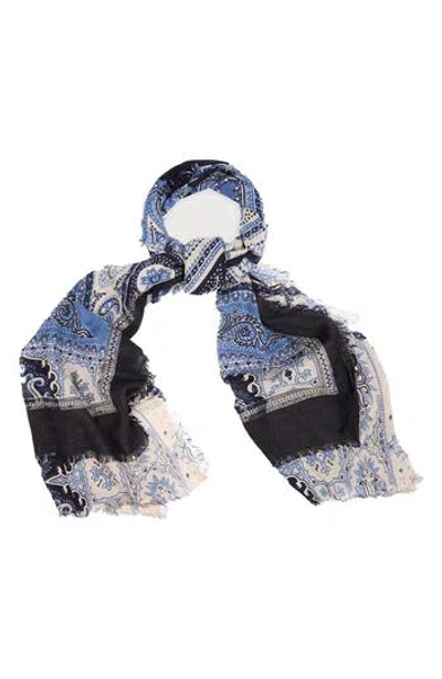 Saachi Paisley Mix Print Scarf In Blue