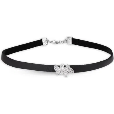 Saachi Pavé Crystal Butterfly Choker Necklace In Black