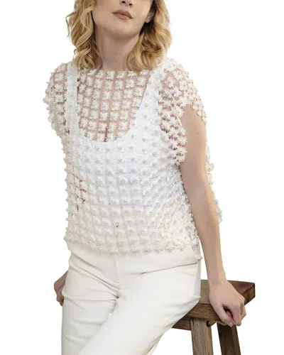 Saachi Pearl Accented Floral Shell In White